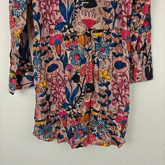 Natural Life Nwot Long Sleeve Button Up Floral Sea Shirt Dress Small Womens - Picture 11 of 14